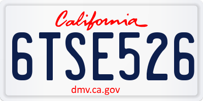 CA license plate 6TSE526