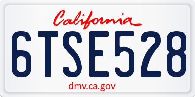 CA license plate 6TSE528
