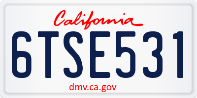 CA license plate 6TSE531