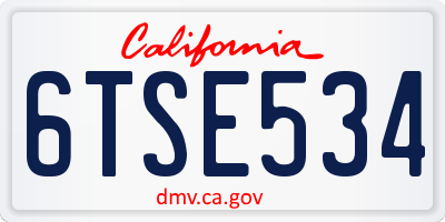 CA license plate 6TSE534
