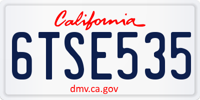CA license plate 6TSE535