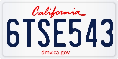 CA license plate 6TSE543