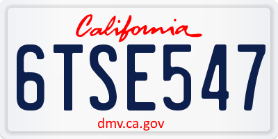 CA license plate 6TSE547
