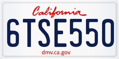 CA license plate 6TSE550