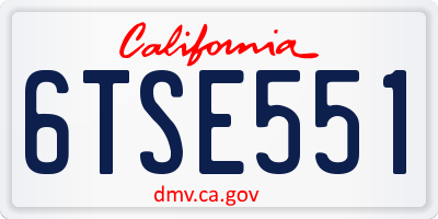 CA license plate 6TSE551