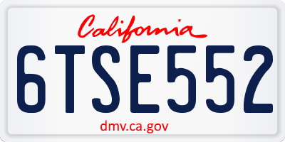 CA license plate 6TSE552