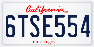CA license plate 6TSE554