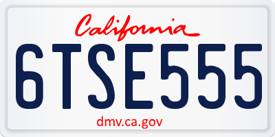 CA license plate 6TSE555