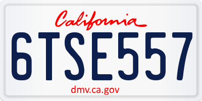 CA license plate 6TSE557