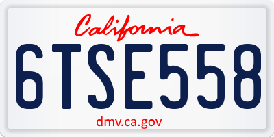 CA license plate 6TSE558