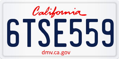 CA license plate 6TSE559