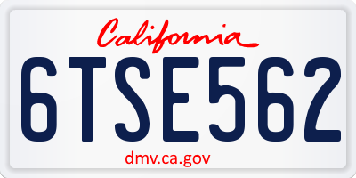 CA license plate 6TSE562