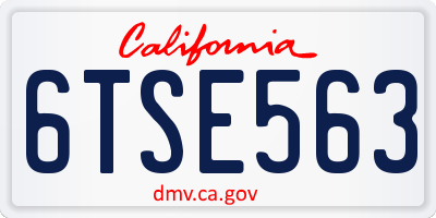 CA license plate 6TSE563