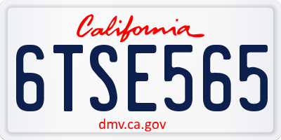 CA license plate 6TSE565