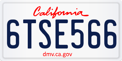 CA license plate 6TSE566