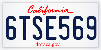 CA license plate 6TSE569