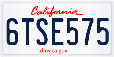 CA license plate 6TSE575
