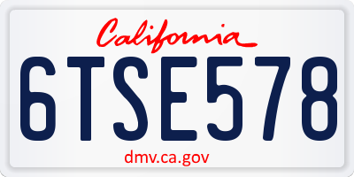 CA license plate 6TSE578