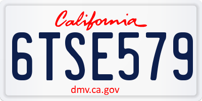 CA license plate 6TSE579