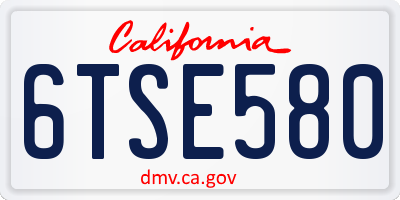 CA license plate 6TSE580