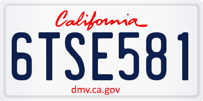 CA license plate 6TSE581
