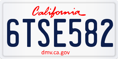 CA license plate 6TSE582