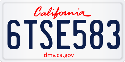 CA license plate 6TSE583