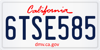 CA license plate 6TSE585