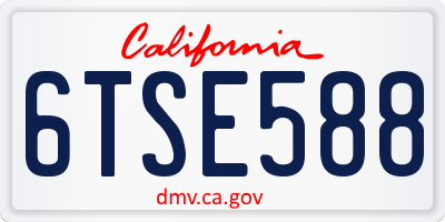 CA license plate 6TSE588