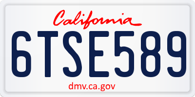 CA license plate 6TSE589