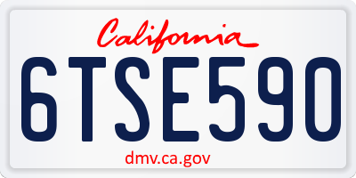 CA license plate 6TSE590