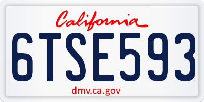 CA license plate 6TSE593