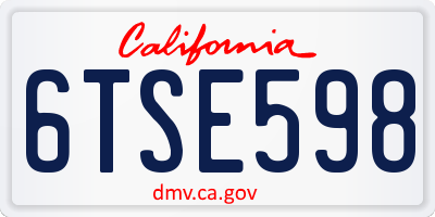 CA license plate 6TSE598