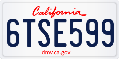 CA license plate 6TSE599