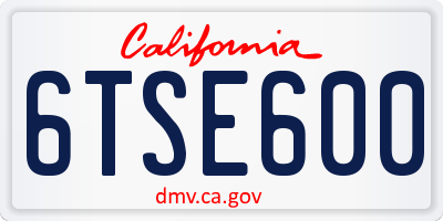 CA license plate 6TSE600