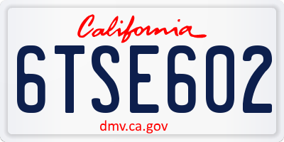 CA license plate 6TSE602