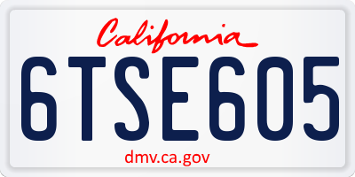 CA license plate 6TSE605