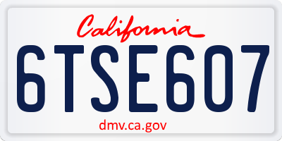 CA license plate 6TSE607