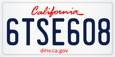 CA license plate 6TSE608