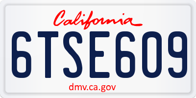 CA license plate 6TSE609