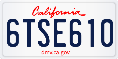 CA license plate 6TSE610