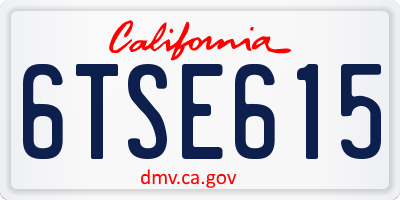 CA license plate 6TSE615