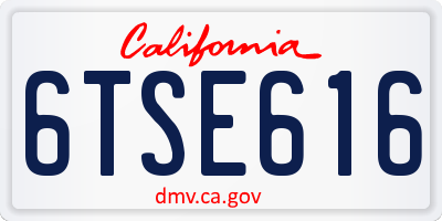 CA license plate 6TSE616