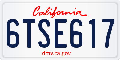 CA license plate 6TSE617