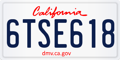 CA license plate 6TSE618