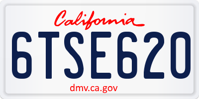 CA license plate 6TSE620