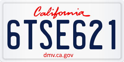 CA license plate 6TSE621