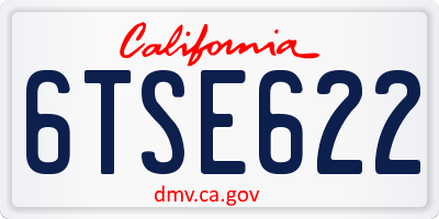 CA license plate 6TSE622