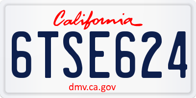CA license plate 6TSE624