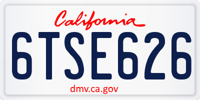 CA license plate 6TSE626